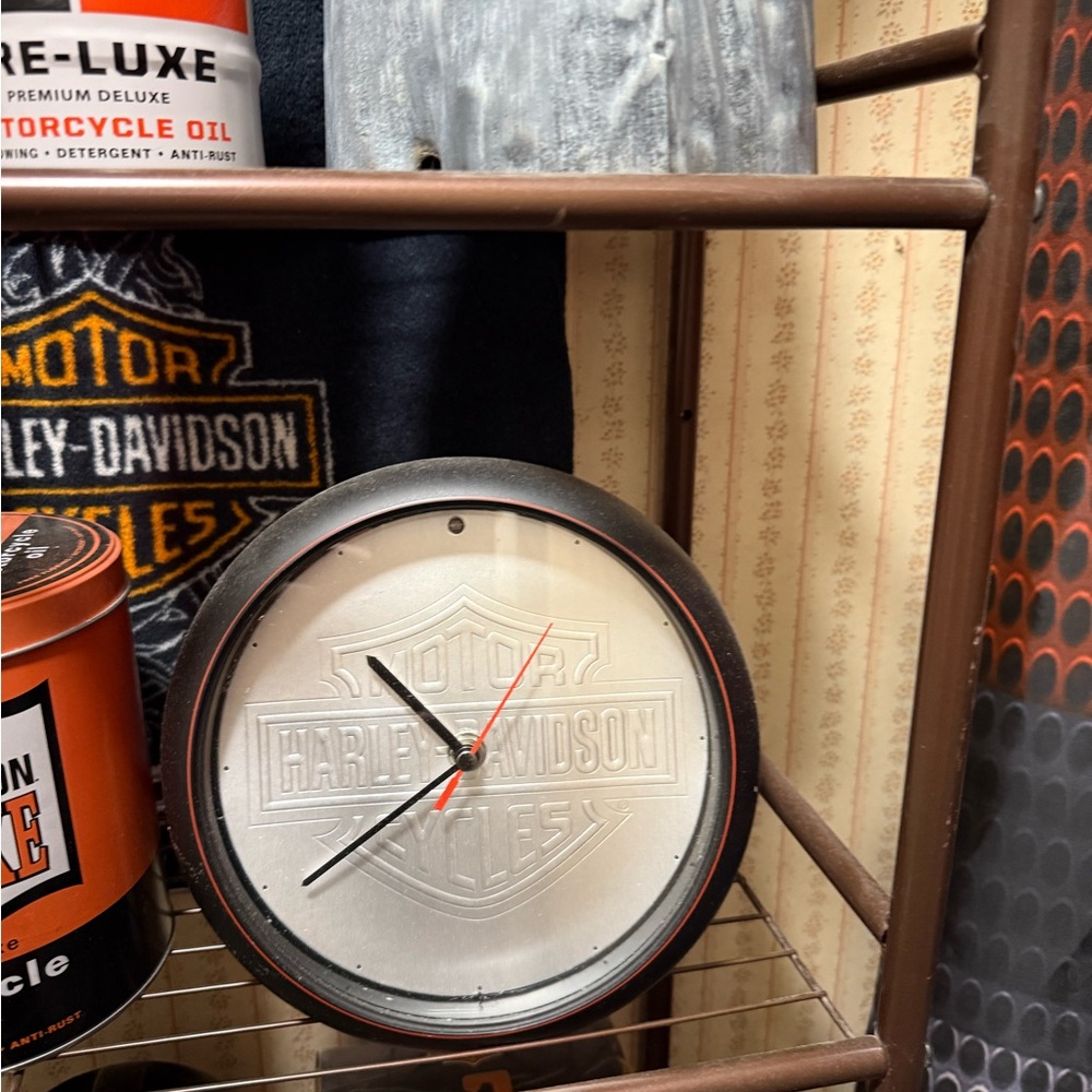 Harley-Davidson Black and Silver Modern Wall Clock